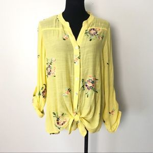 Anthropologie embroidered button down top